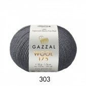 Пряжа Gazzal WOOL 175 (Цвет: 303 угольно-серый)