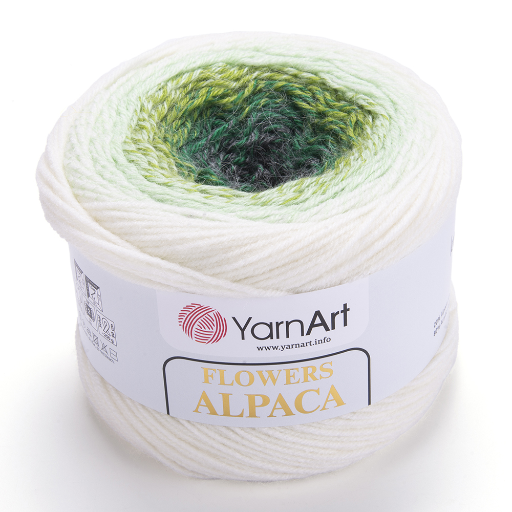 Пряжа Yarn Art Flowers Alpaca (Цвет: 401 бело-зеленый)