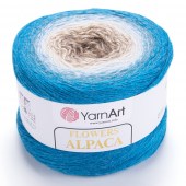 Пряжа Yarn Art Flowers Alpaca (Цвет: 431 бирюзово-бело-бежевый)
