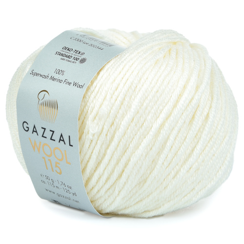 Пряжа Gazzal WOOL 115 (Цвет: 3300 молочный)