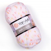 Пряжа Yarn Art BABY COLOR (Цвет: 5103 белый с желто-красно-оранж.крап.)