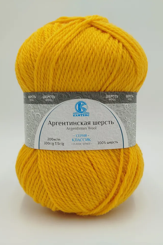 Пряжа Камтекс АРГЕНТИНСКАЯ ШЕРСТЬ (Цвет: 104 желтый)