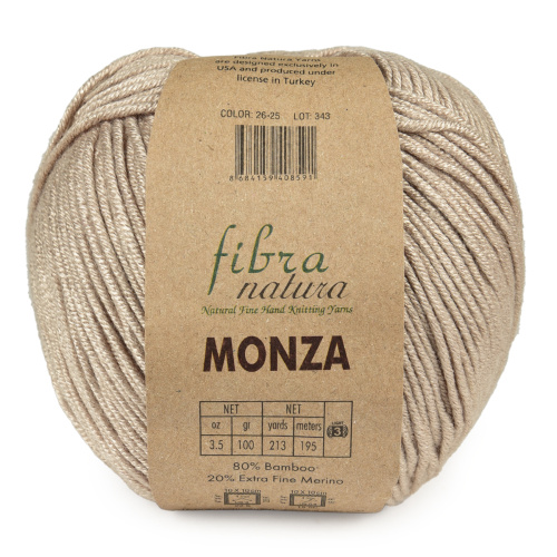 Пряжа Fibra Natura MONZA (Цвет: 26-25 светлый беж)