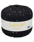 Пряжа Lanoso PARLA (Цвет: 6051 чёрный/разноцветные пайетки)