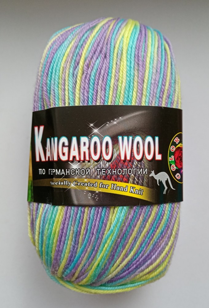 Пряжа Color City KANGAROO WOOL MELANGE (Цвет: 808 желтый-сирень-бирюза)