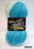 Пряжа Color City KANGAROO WOOL CRAZY COLOR (Цвет: 6609 бело-бирюзовый)