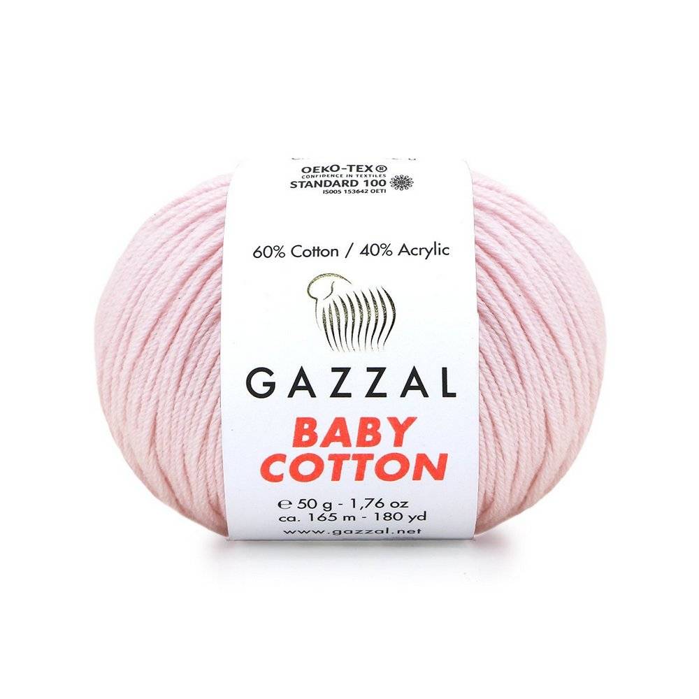 Пряжа Gazzal BABY COTTON (Цвет: 3411 детский розовый)