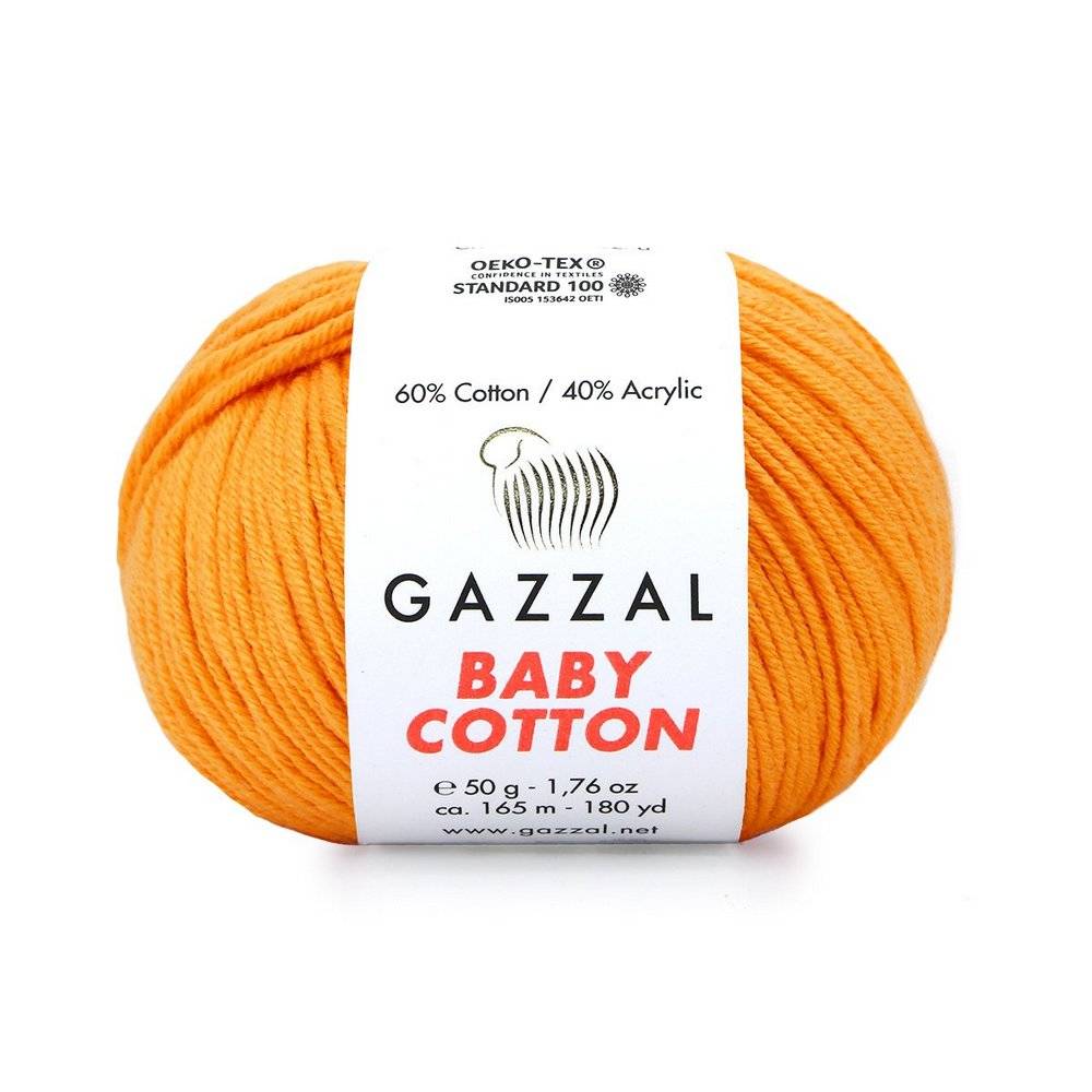 Пряжа Gazzal BABY COTTON (Цвет: 3416 желто-оранжевый)