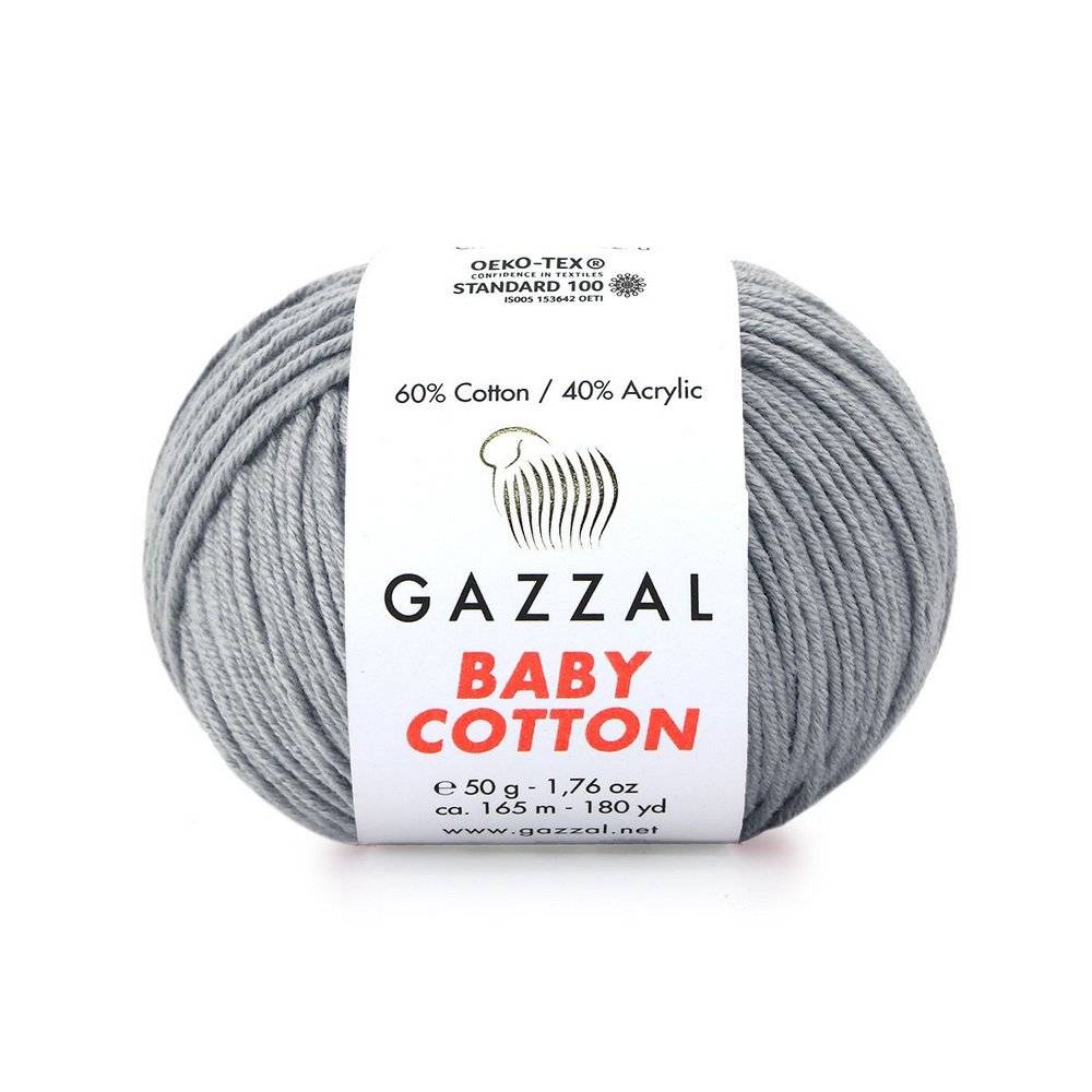 Пряжа Gazzal BABY COTTON (Цвет: 3430 серый)