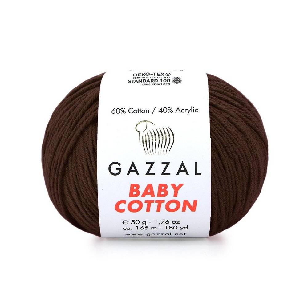 Пряжа Gazzal BABY COTTON (Цвет: 3436 коричневый)