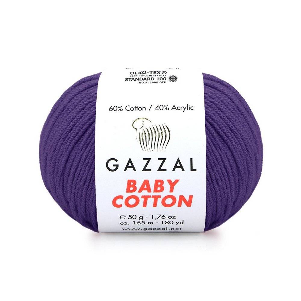 Пряжа Gazzal BABY COTTON (Цвет: 3440 темно-фиолетовый)