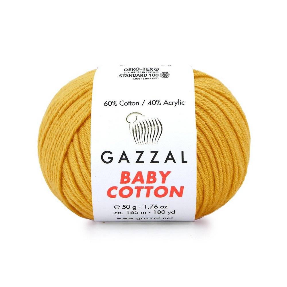 Пряжа Gazzal BABY COTTON (Цвет: 3447 горчица)