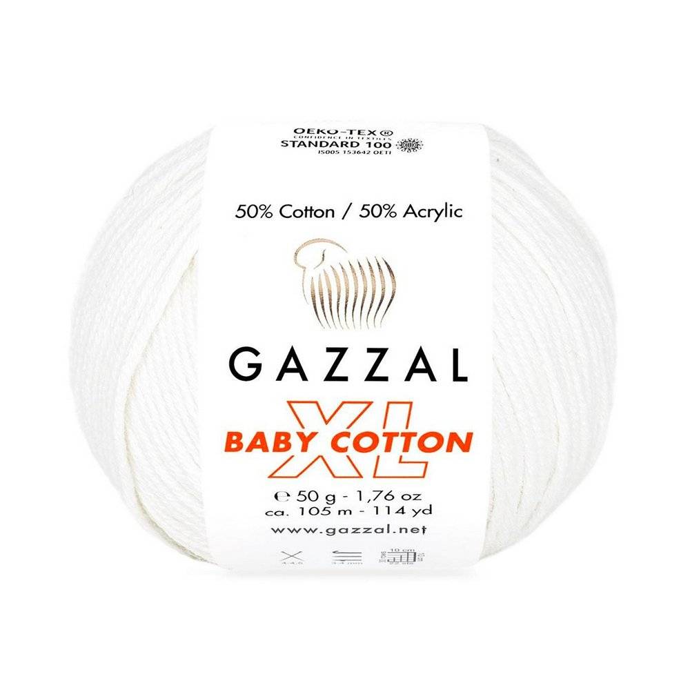 Пряжа Gazzal BABY COTTON XL (Цвет: 3410 белый)