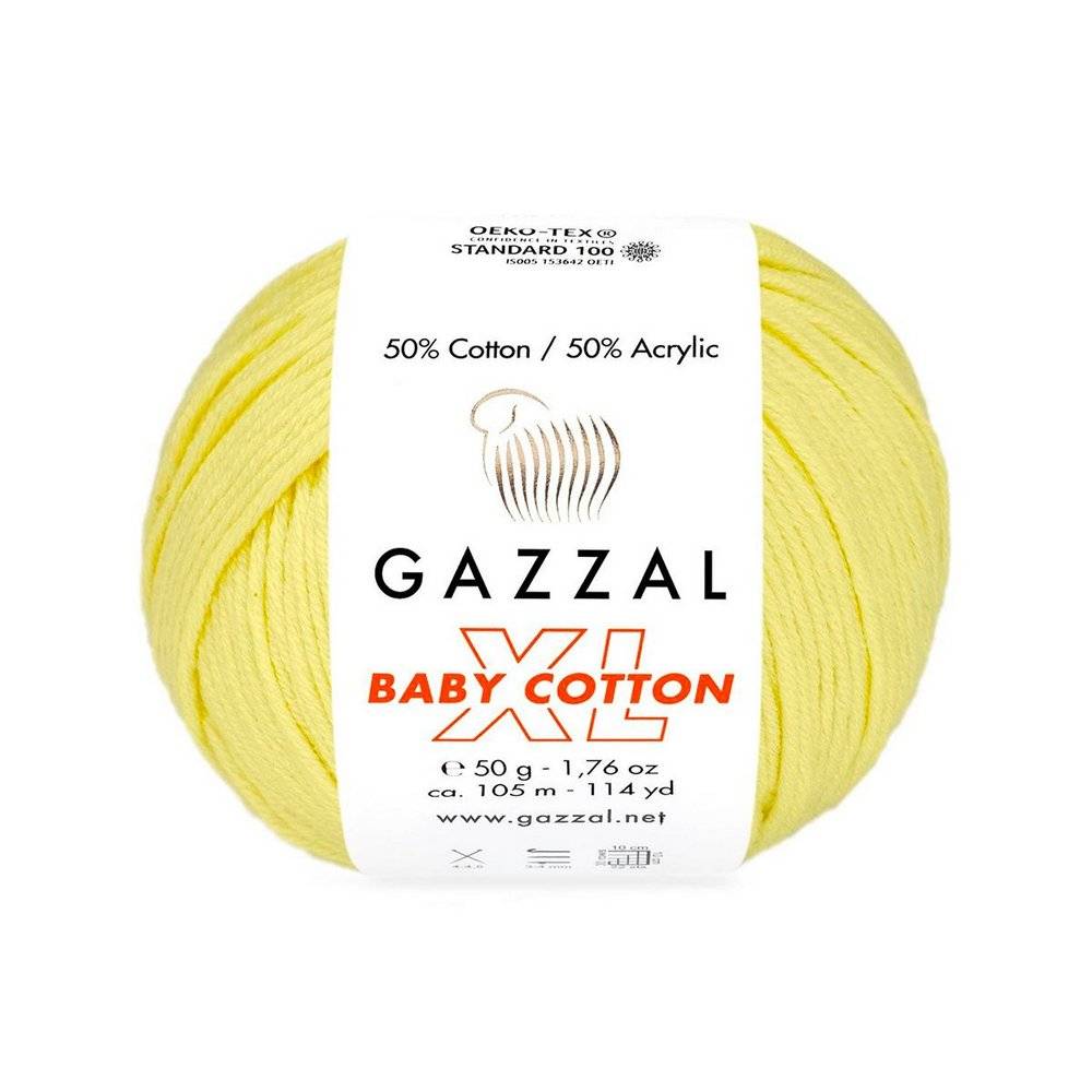Пряжа Gazzal BABY COTTON XL (Цвет: 3413 лимонный)