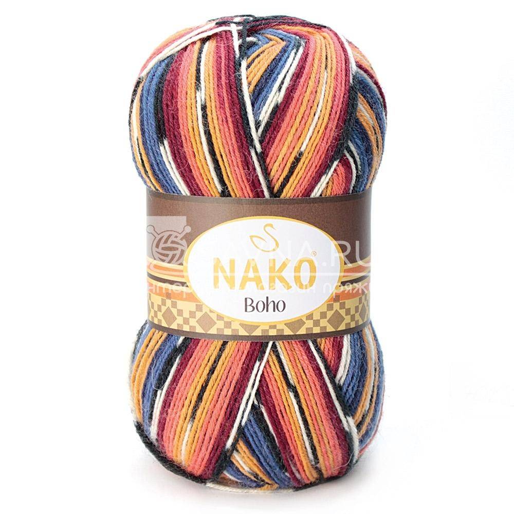 Пряжа Nako BOHO (Цвет: 81256 сине-оранжево-коралловый)