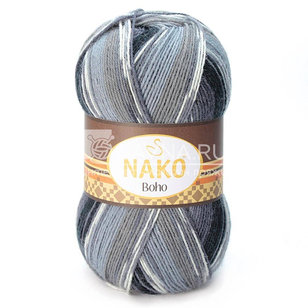 Пряжа Nako BOHO (Цвет: 81258 серо-сиренево-черный)