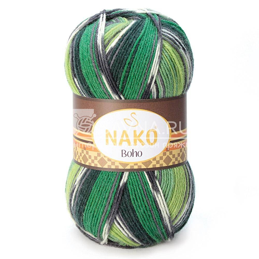 Пряжа Nako BOHO (Цвет: 81261 зелено-серый)