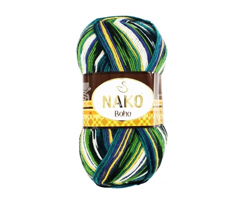Пряжа Nako BOHO (Цвет: 81267 зелено-желто-синий)