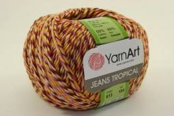 Пряжа Yarn Art JEANS TROPICAL (Цвет: 613 желто-бордовый)