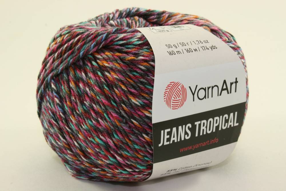 Пряжа Yarn Art JEANS TROPICAL (Цвет: 620 ежевично-разноцветный)