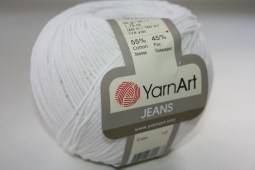 Пряжа Yarn Art JEANS  (Цвет: 01 белый)