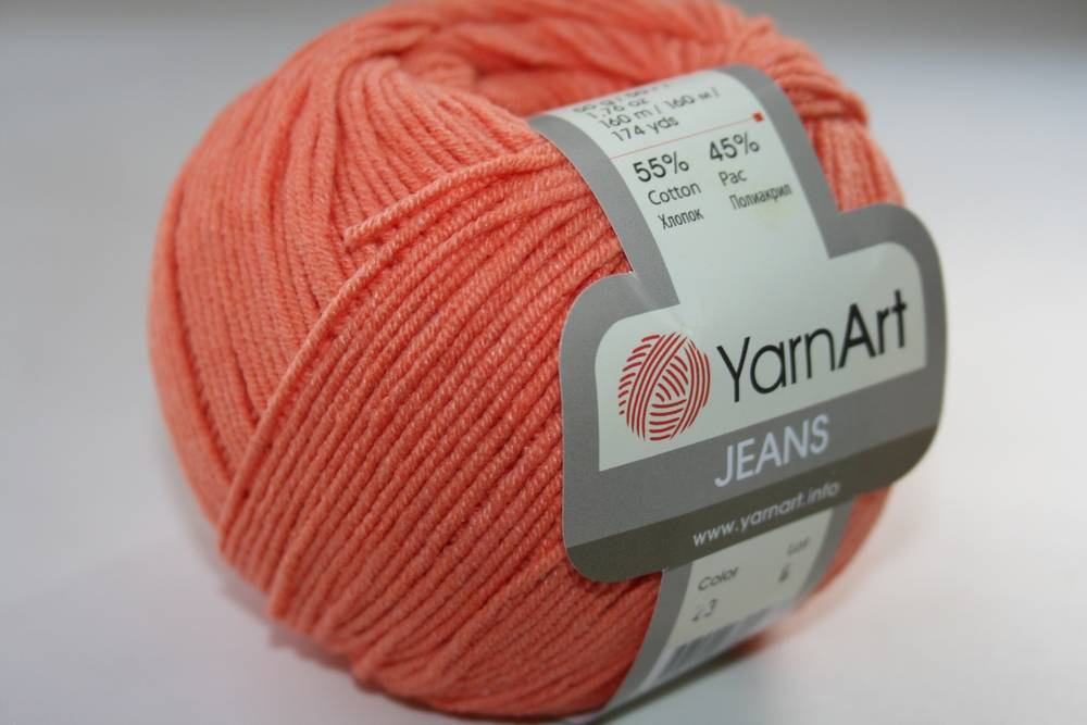 Пряжа Yarn Art JEANS  (Цвет: 23 оранжевый)