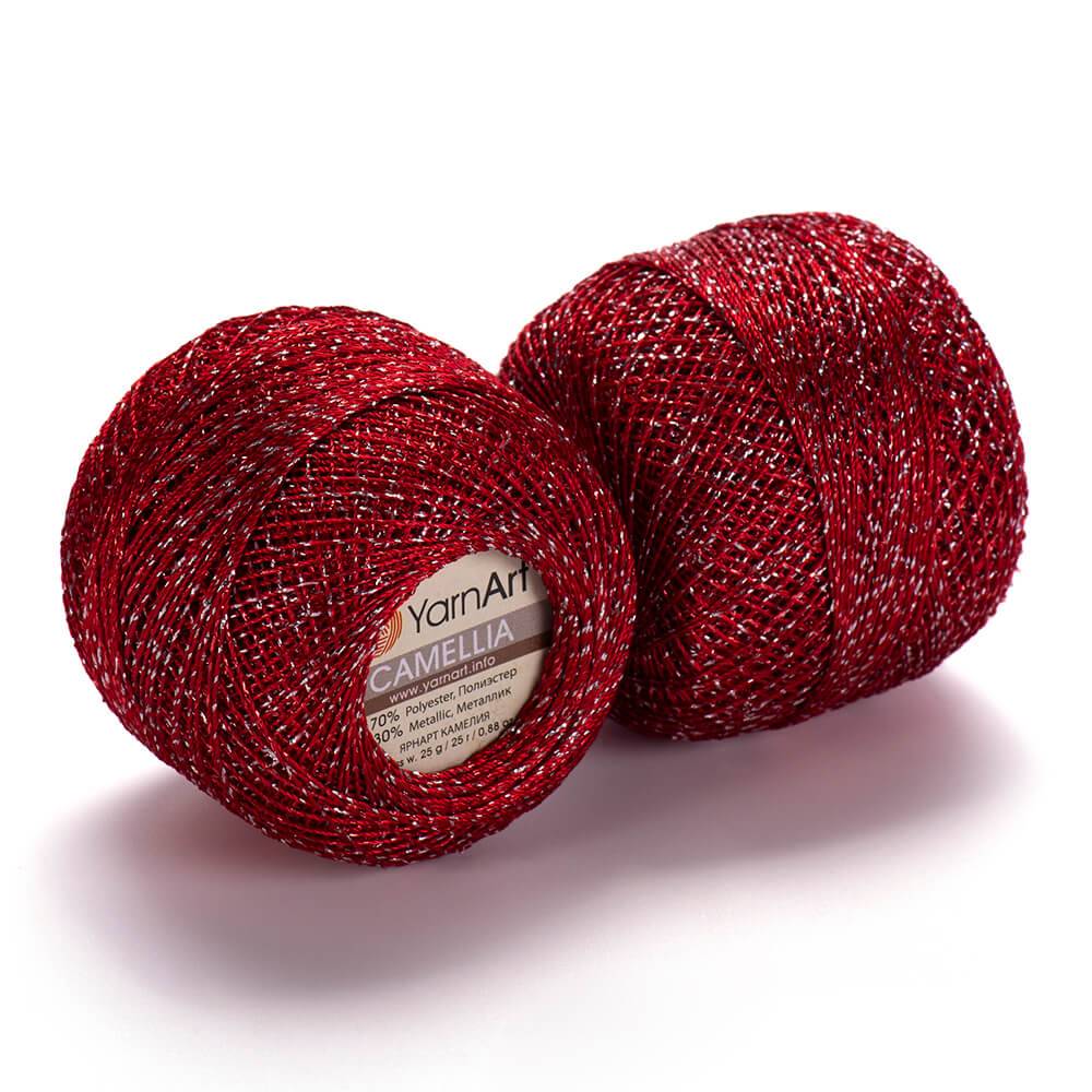 Пряжа Yarn Art CAMELLIA (Цвет: 416 красный-серебро)